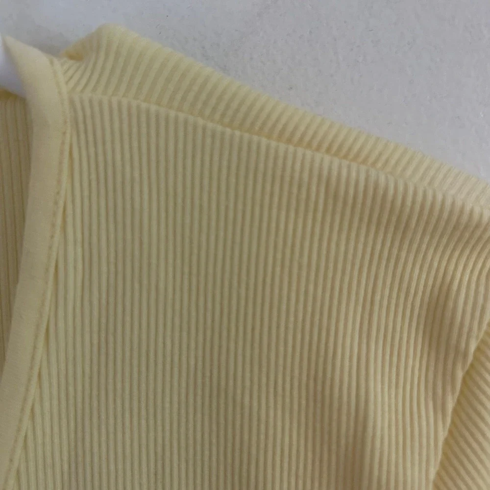 Madewell Womens The 9-9 Tee LuxeRib Ribbed Yellow Jersey Slim Top L Large New